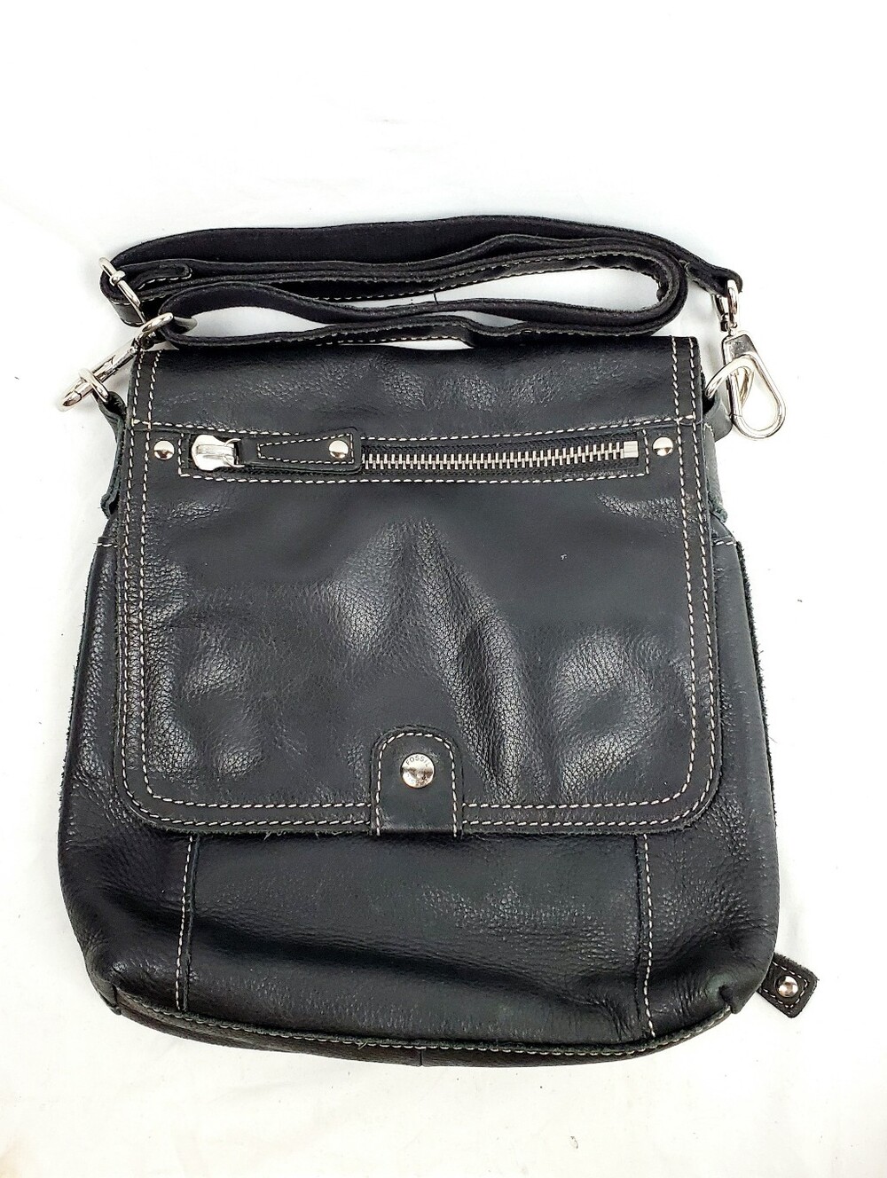 Fossil Black Pebbled Leather Crossbody Bag